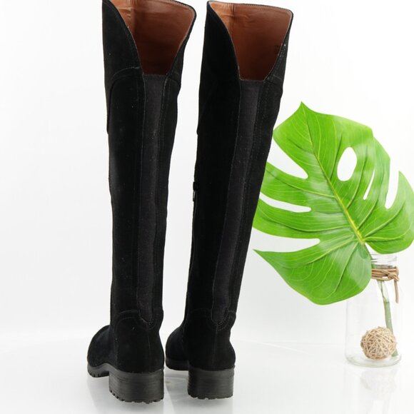 Lucky Brand Womens Harleen Riding Boot Size 6.5 OTK Black Suede Lug Sole Pull On - Picture 6 of 14
